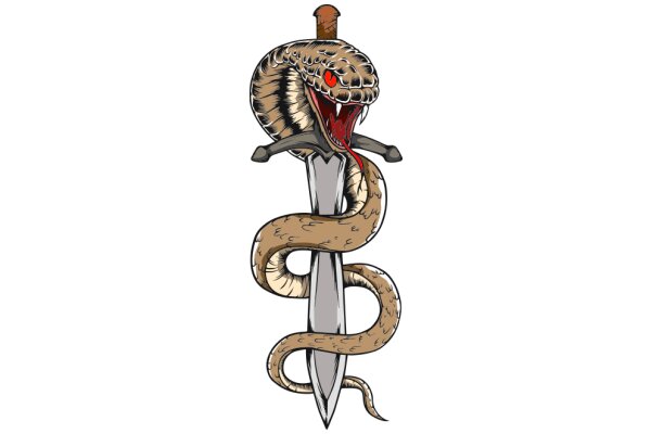 A Stylized Illustration of a Snake and a Sword