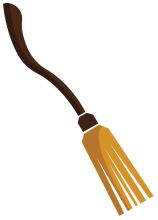 A Digital Illustration of a Broom with a Brown Handle and Yellow Bristles