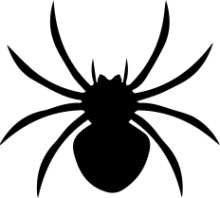 Stylized Black Silhouette of a Spider on a White Background