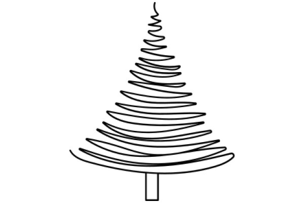 Simplified Line Drawing of a Christmas Tree