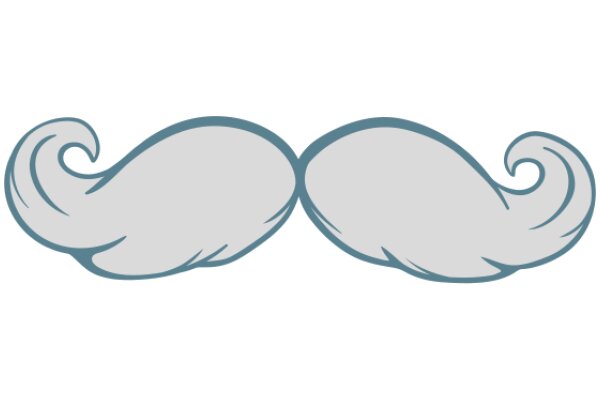 Stylized Mustache and Beard Icon in Grey and Blue Tones