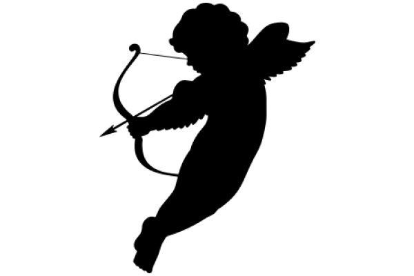 Silhouette of an Angel with a Bow and Arrow