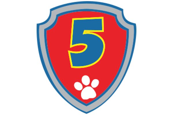 Vibrant Logo with Number Five and Paw Print