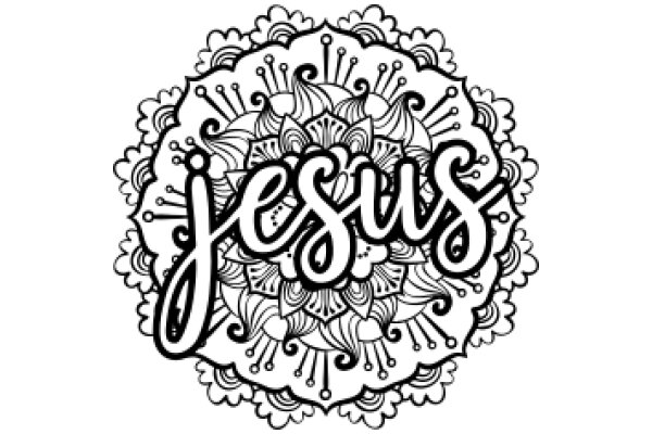 Stylized Logo of the Word 'Jesus' with Floral Designs