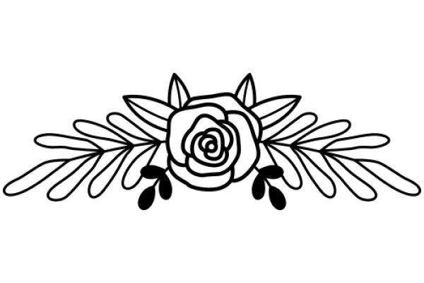 Stylized Flower with Leaves and Stem