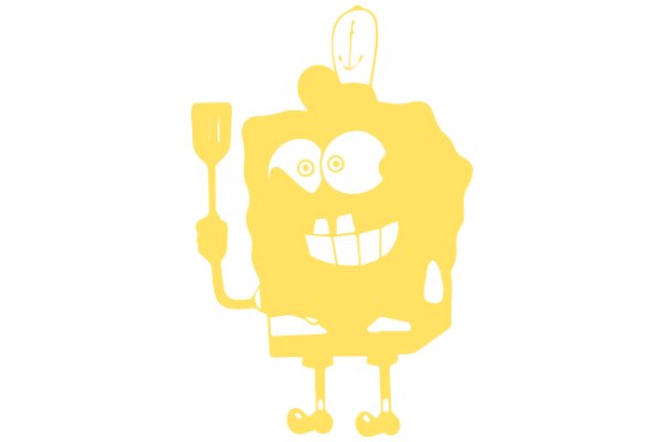 A Yellow Cartoon Character Holding a Spatula and a Shovel