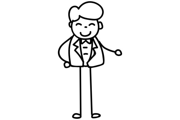 A Simple Line Drawing of a Smiling Cartoon Man