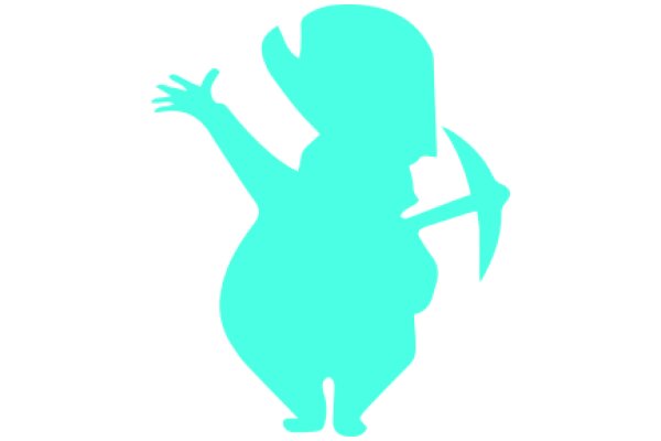 A Silhouette of a Cartoon Character Waving with a Pickaxe