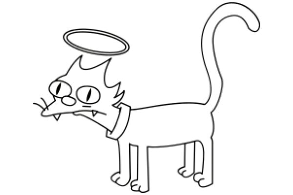 Whimsical Cartoon of a Cat with a Halo