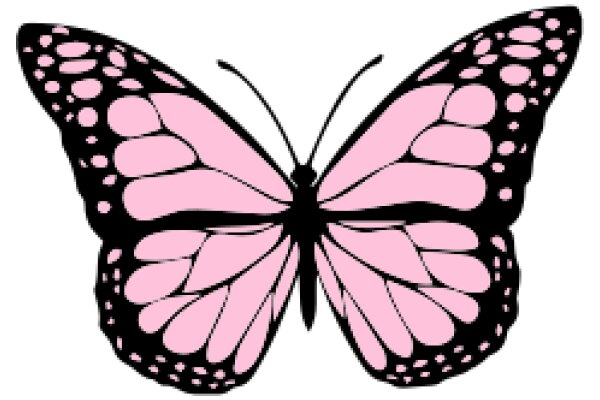 Stylish Pink Butterfly with Black Outline