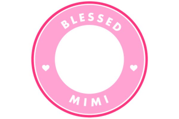 A Pink Circle with the Word 'Blessed' and the Name 'Mimi' Inside