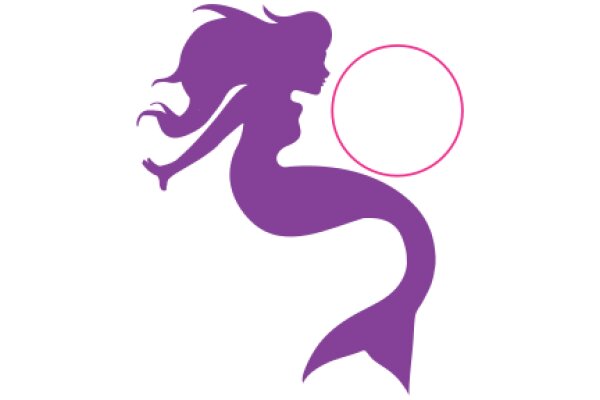 Stylized Purple Mermaid with a Pink Circle