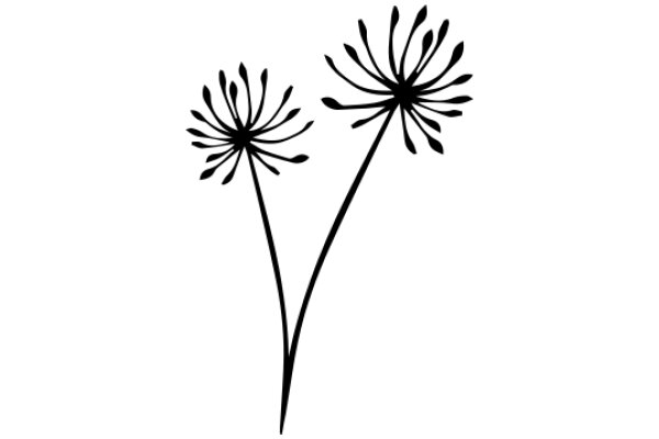 Simplicity in Art: A Silhouette of Two Dandelion Stems