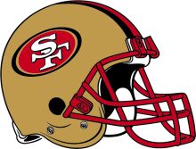 A Golden Helmet with a Red 'SF' Logo