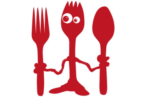 A Playful Red Spoon and Fork Set