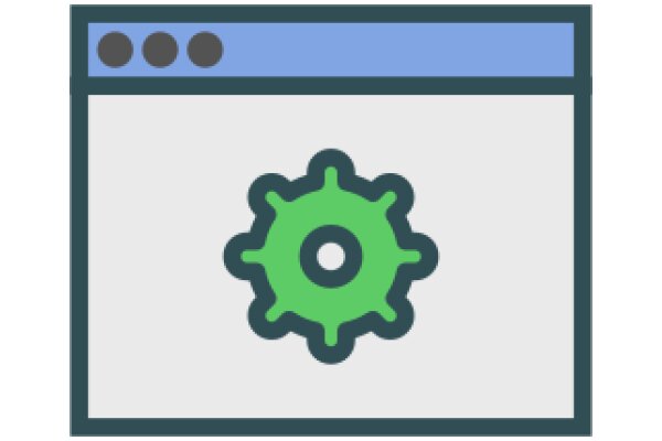 A Pixelated Gear Icon on a Blue Background with a Blurred Border