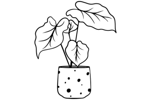 A Simple Line Drawing of a Plant in a Pot