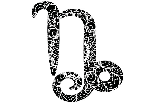 Stylized Letter 'B' with Floral Patterns