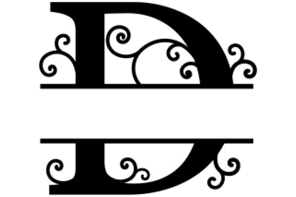 Stylized Letter 'D' with Decorative Swirls