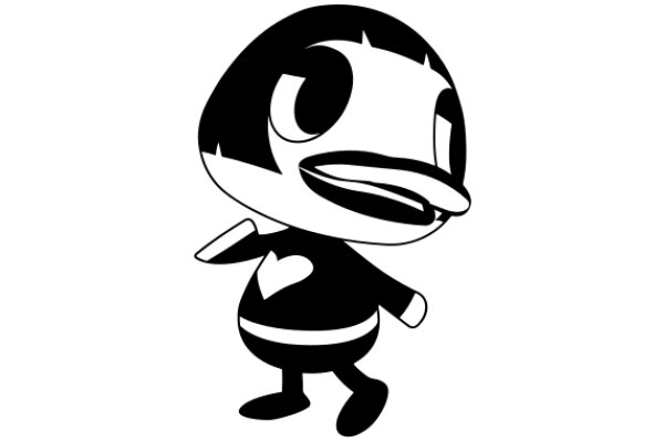 Stylized Cartoon Character: AChubby Character with a Heart-Shaped Face and a Beak-Like Mouth