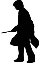 Silhouette of a Person with a Stick