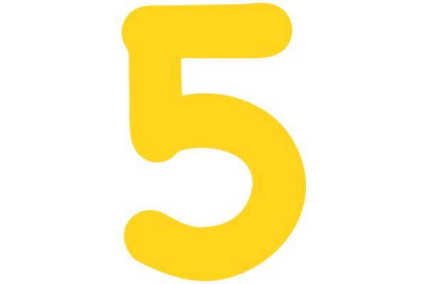 Simplistic Yellow Number Five