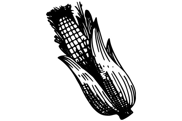 A Classic Illustration of a Corn Cob and Ear