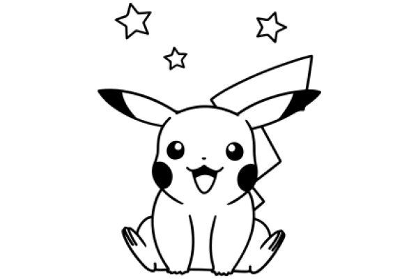 A Whimsical Illustration of a Pikachu Character with Stars in the Background