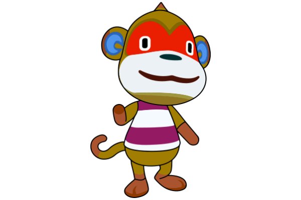 A Friendly Monkey Character with a Smile and Blue Ears