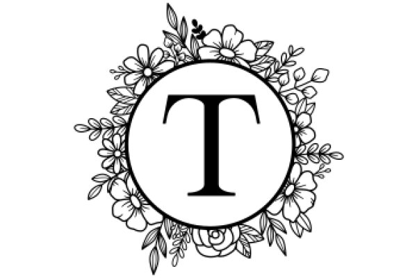 Floral Emblem with Letter 'T' at Center