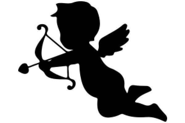 Silhouette of an Angel with a Bow and Arrow