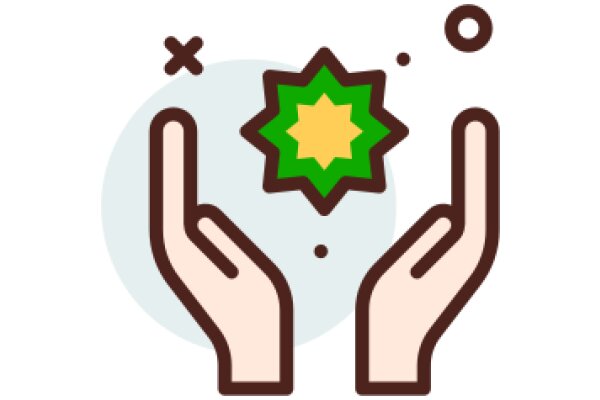 A Pixelated Hand Holding a Green Star