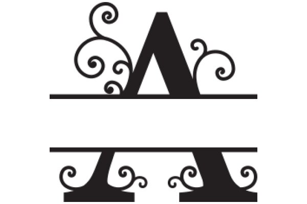 Stylized Letter 'A' with Swirling Designs