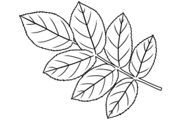 Simplistic Line Art of a Leafy Branch