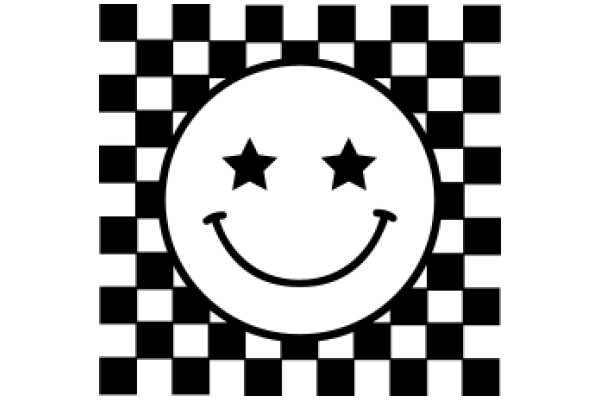 Smiling Emoji with Checkered Background