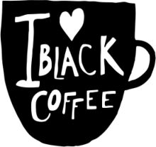 A Black Coffee Logo with a Heart