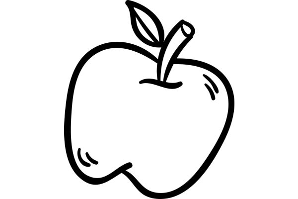 Simplistic Line Drawing of an Apple with a Stem