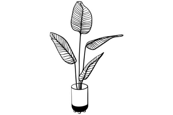 Simplistic Line Drawing of a Flower in a Vase