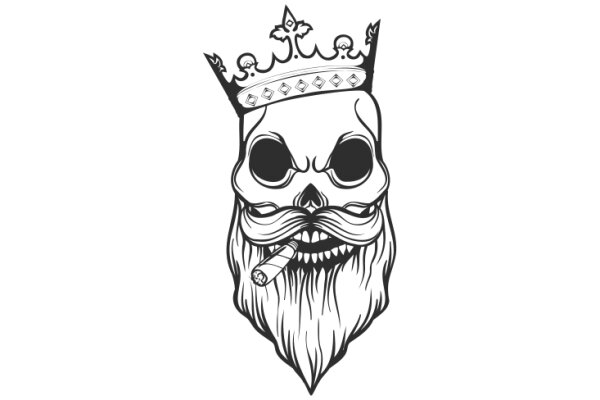 Stylish Skull with a Crown and Cigarette, Illustration