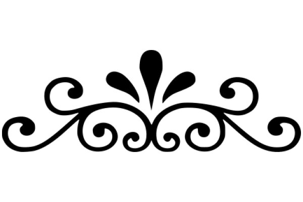 Stylized Black Floral Design on a White Background