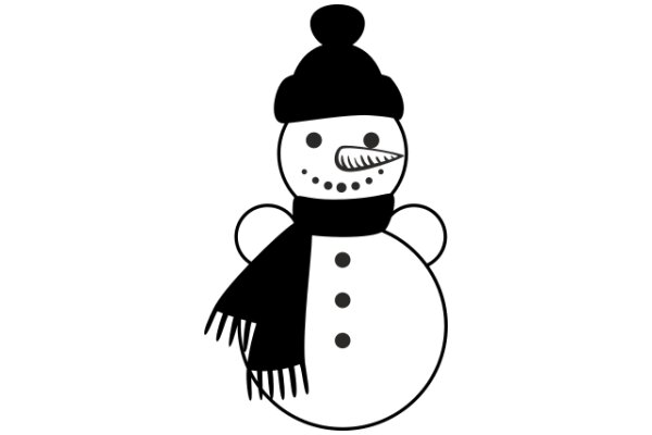 A Festive Illustration of a Snowman with a Scarf and a Smile