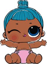 A Cute Cartoon Character with Blue Hair and Pink Clothing