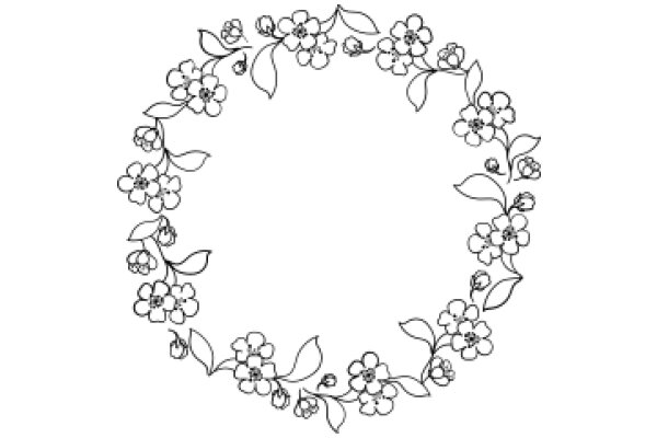 Elegant Floral Border: A Line Art Design