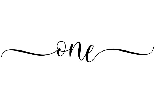 Stylized Artwork of the Word 'One' in a Curved, Swirling Font