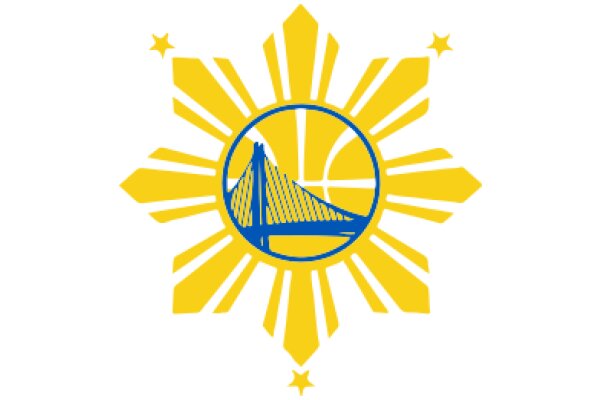 Vibrant Golden Star with a Blue Basketball Logo at its Center