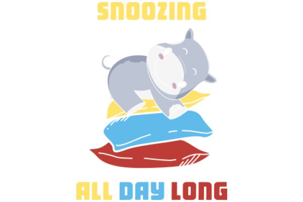 Snoozing All Day Long: A Playful Illustration of a Hippopotamus's Dreamy Day