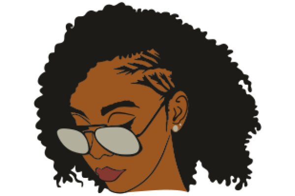 Stylish Illustration of a Woman with Curly Hair and Sunglasses