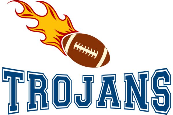 Trojans Football Logo with Flames