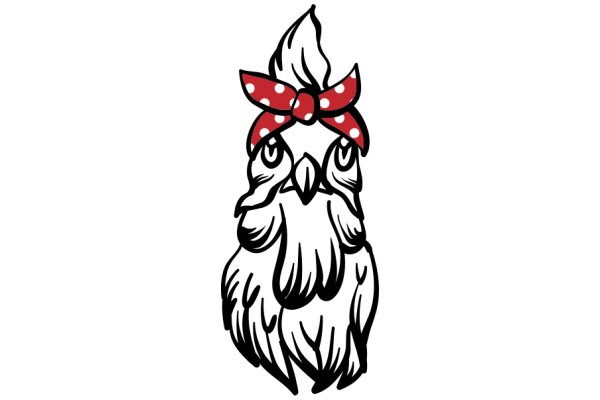 Stylized Cartoon Chicken with a Red Bow