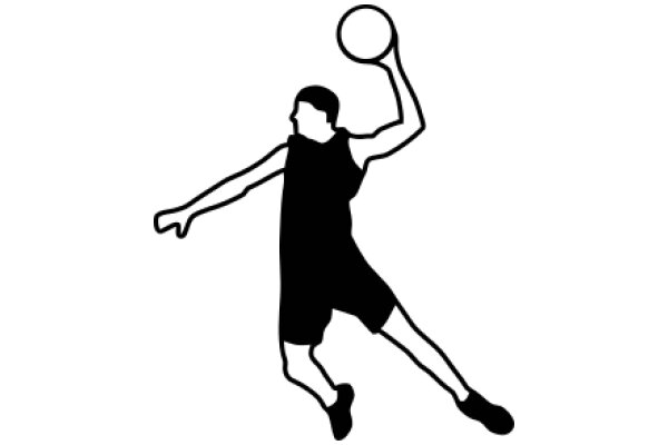 Silhouette of a Basketball Player in Action